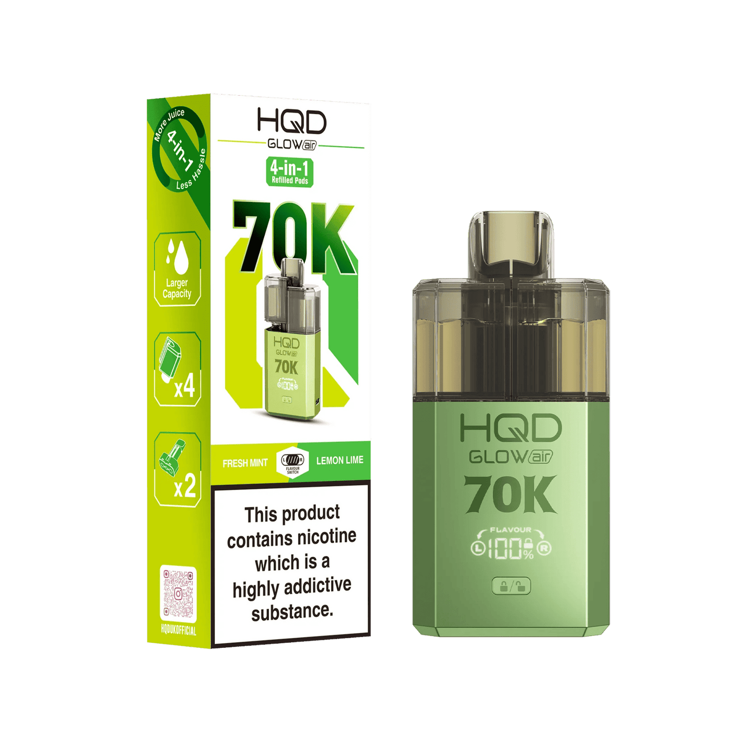 HQD Glow Air 70K Puff Prefilled Pod Vape Kit | Box of 5