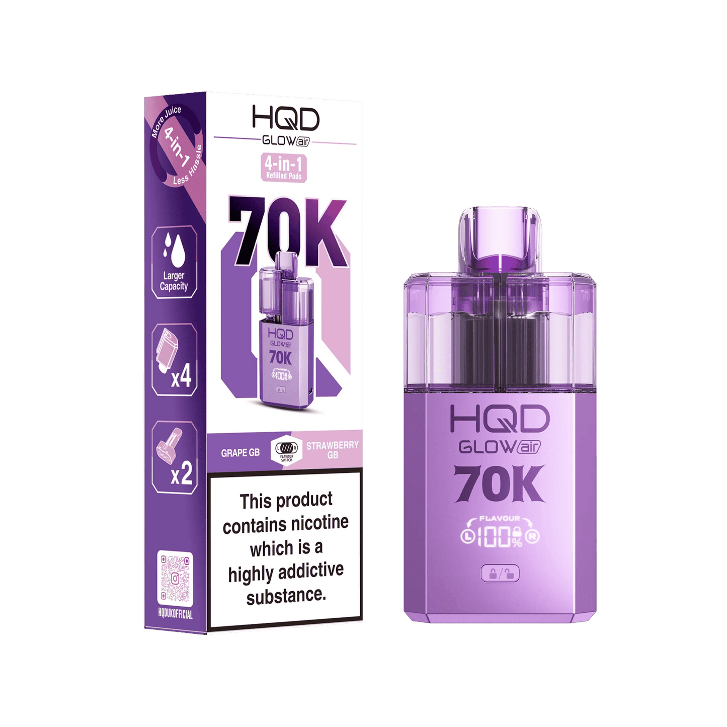 HQD Glow Air 70K Puff Prefilled Pod Vape Kit | Box of 5