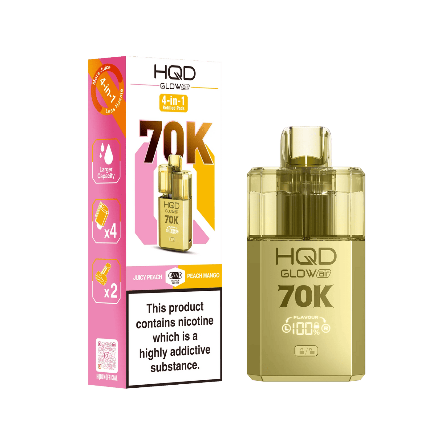 HQD Glow Air 70K Puff Prefilled Pod Vape Kit | Box of 5