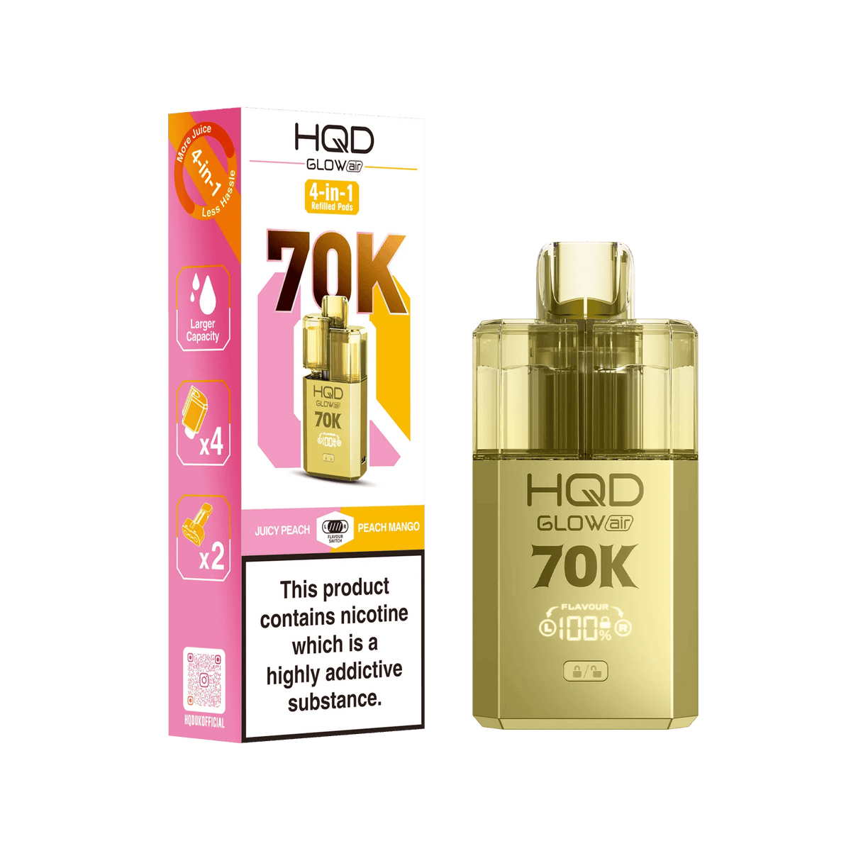 HQD Glow Air 70K Puff Prefilled Pod Vape Kit | Box of 5