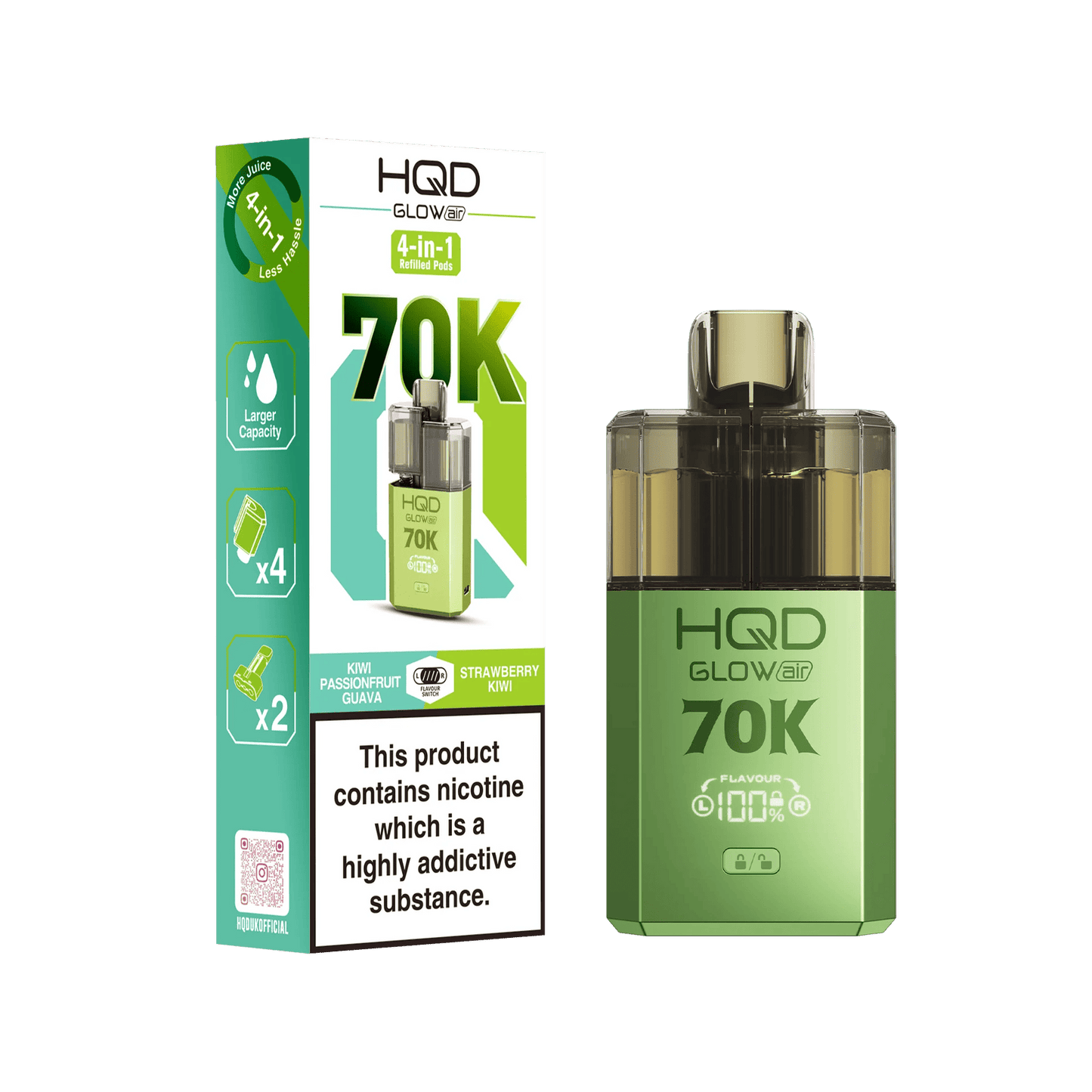 HQD Glow Air 70K Puff Prefilled Pod Vape Kit | Box of 5