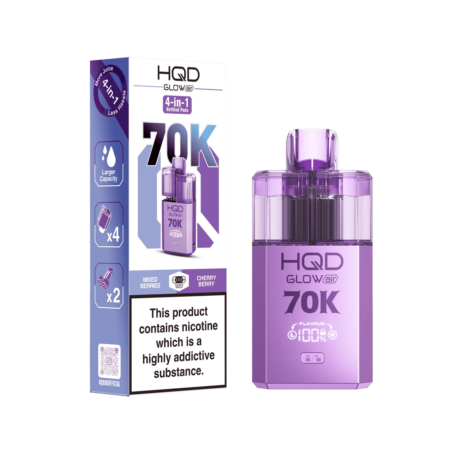 HQD Glow Air 70K Puff Prefilled Pod Vape Kit | Box of 5