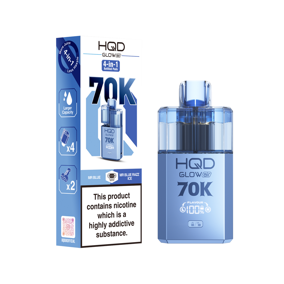 HQD Glow Air 70K Puff Prefilled Pod Vape Kit | Box of 5
