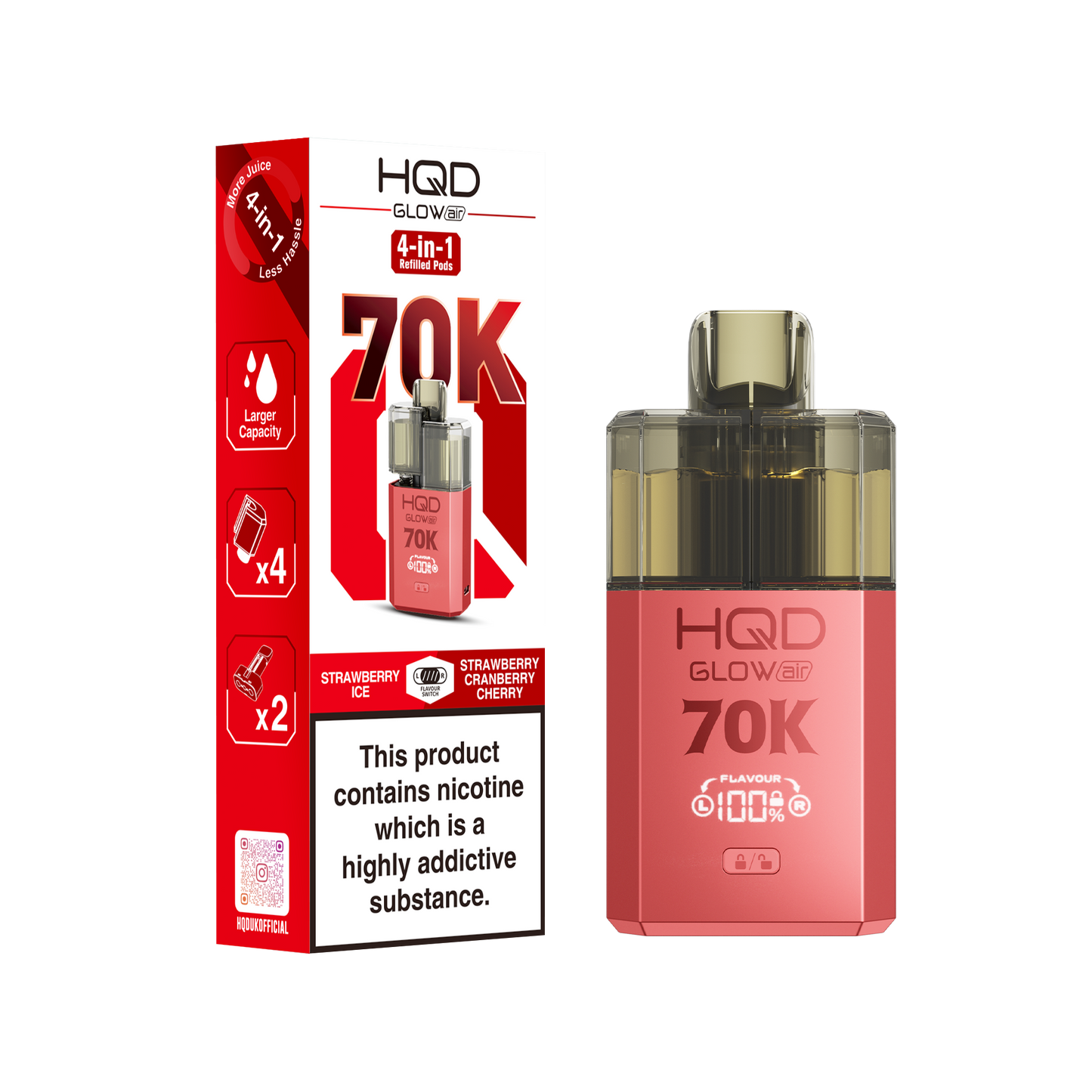 HQD Glow Air 70K Puff Prefilled Pod Vape Kit | Box of 5