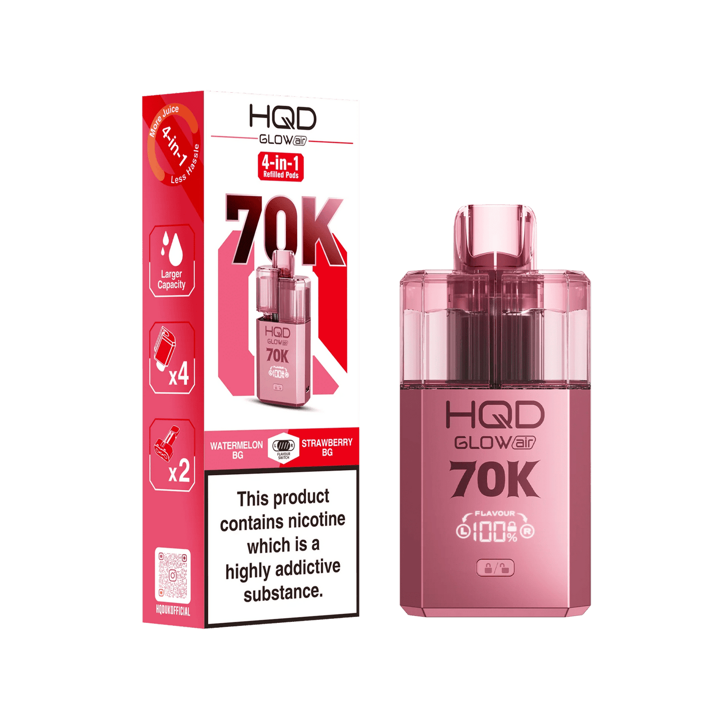 HQD Glow Air 70K Puff Prefilled Pod Vape Kit | Box of 5