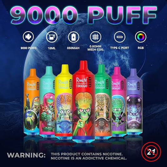 RandM Tornado 9000 Puffs 0% Nicotine Disposable Vape - £1.49 | UK Vapes