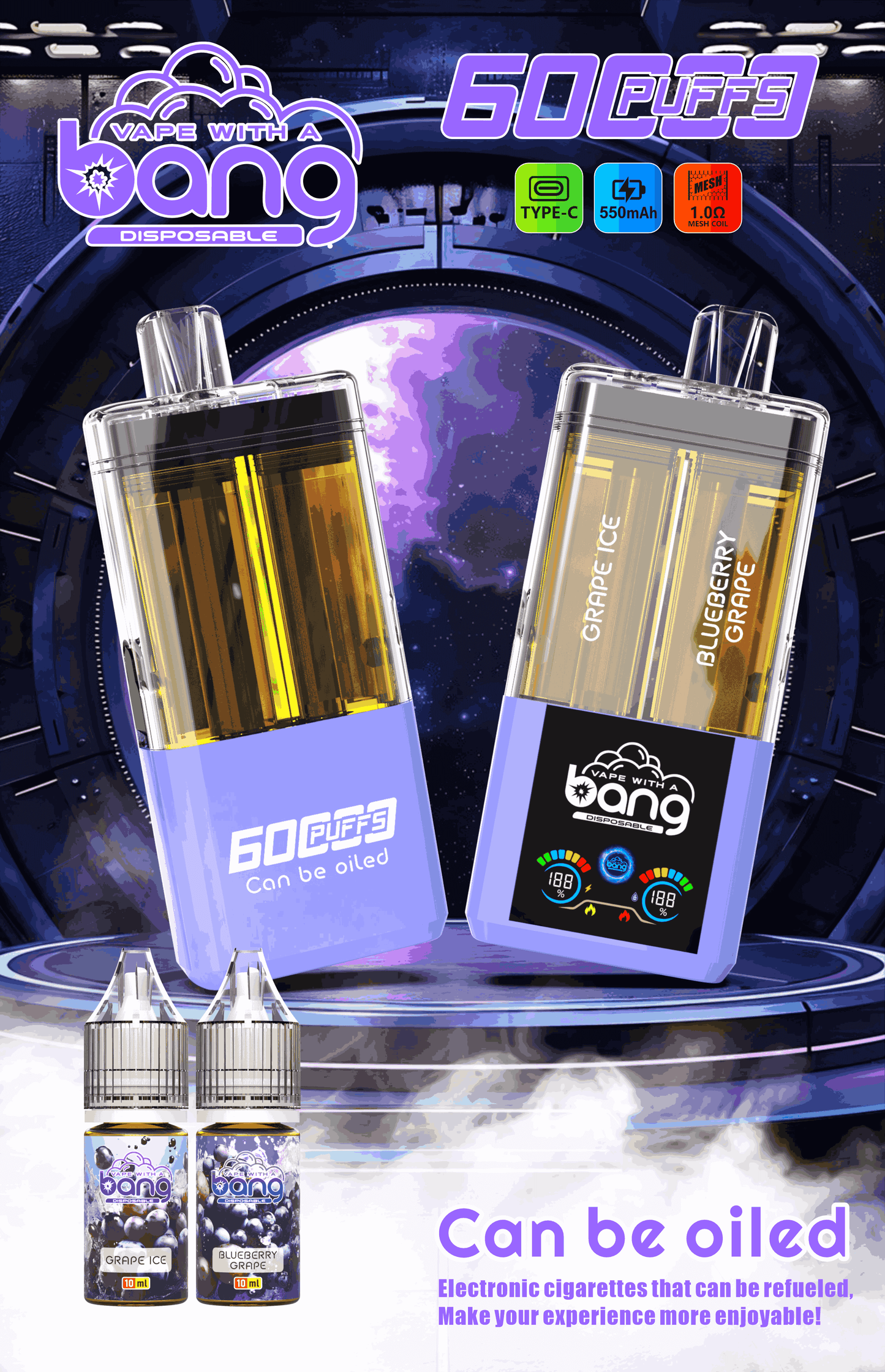 Bang 60K Refillable 2-in-1 Disposable Vape – 60.000 Puffs | Dual Flavor | Refill Kit Compatible