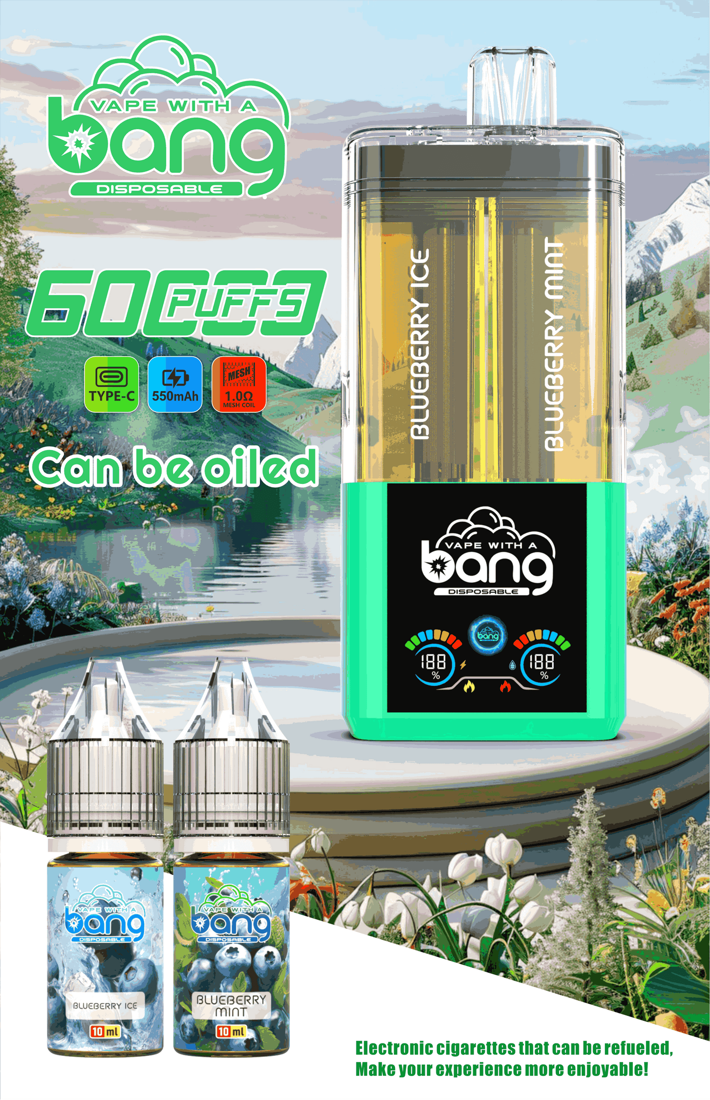 Bang 60K Refillable 2-in-1 Disposable Vape – 60.000 Puffs | Dual Flavor | Refill Kit Compatible
