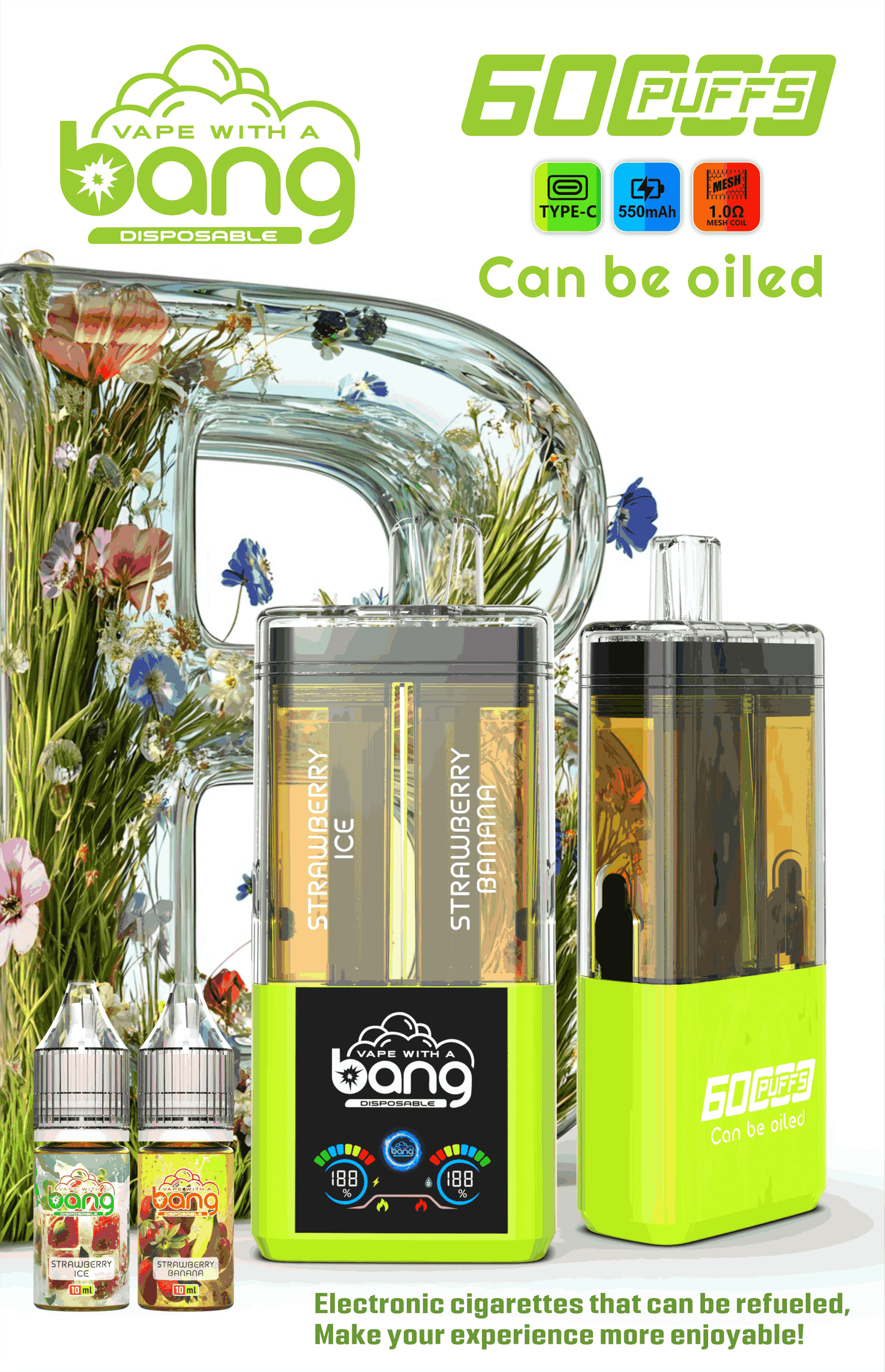 Bang 60K Refillable 2-in-1 Disposable Vape – 60.000 Puffs | Dual Flavor | Refill Kit Compatible