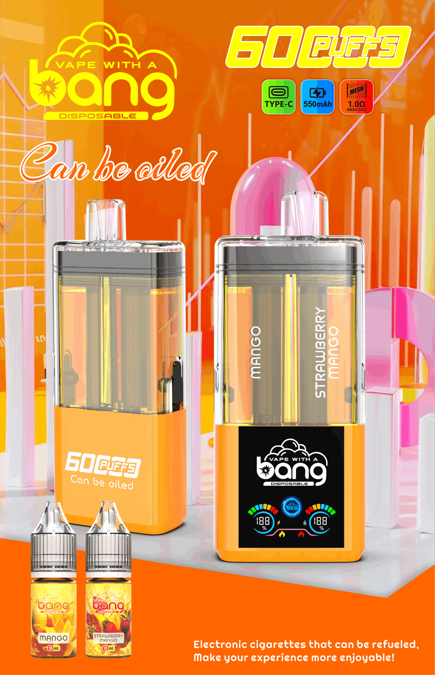 Bang 60K Refillable 2-in-1 Disposable Vape – 60.000 Puffs | Dual Flavor | Refill Kit Compatible