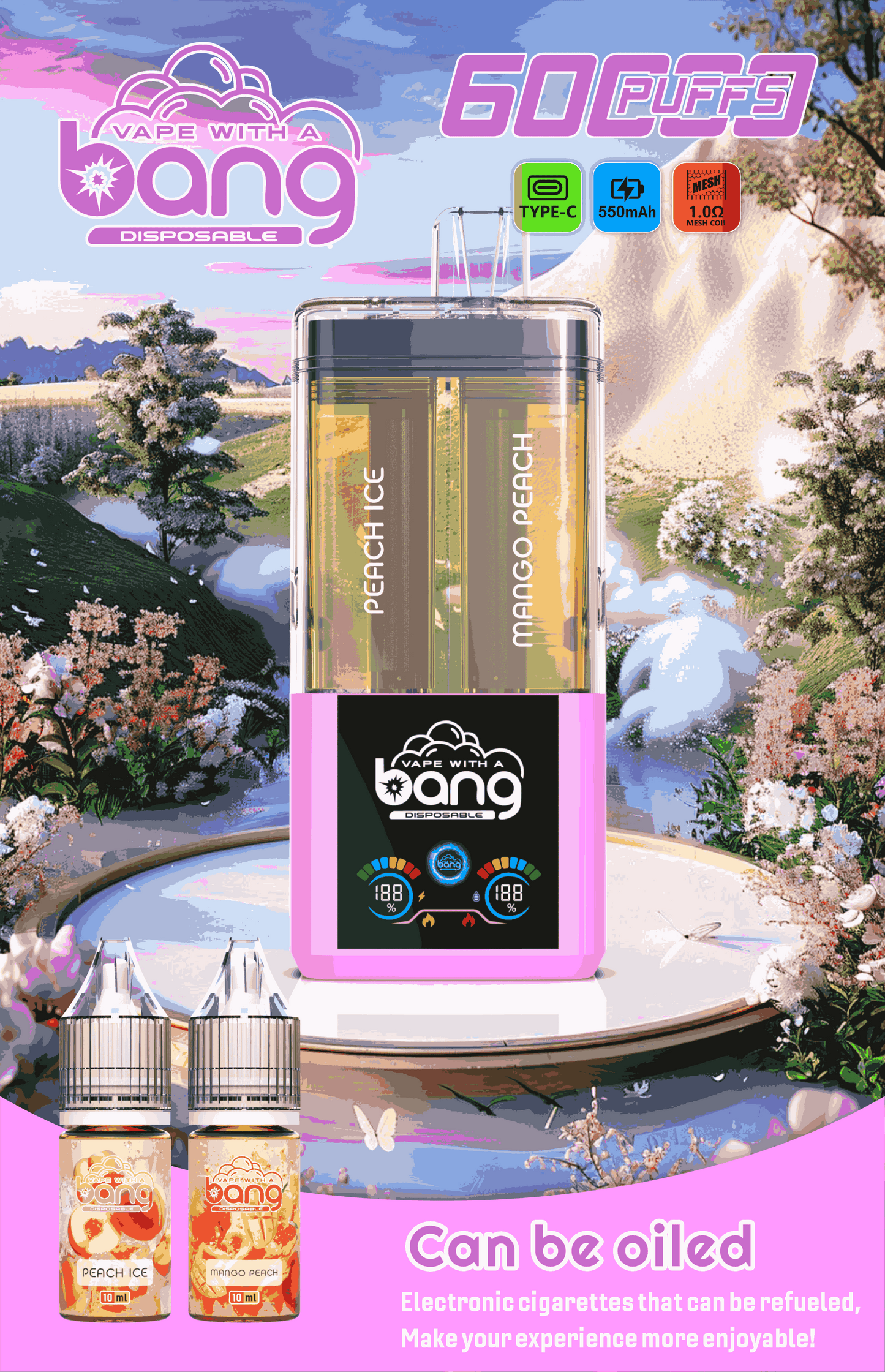 Bang 60K Refillable 2-in-1 Disposable Vape – 60.000 Puffs | Dual Flavor | Refill Kit Compatible