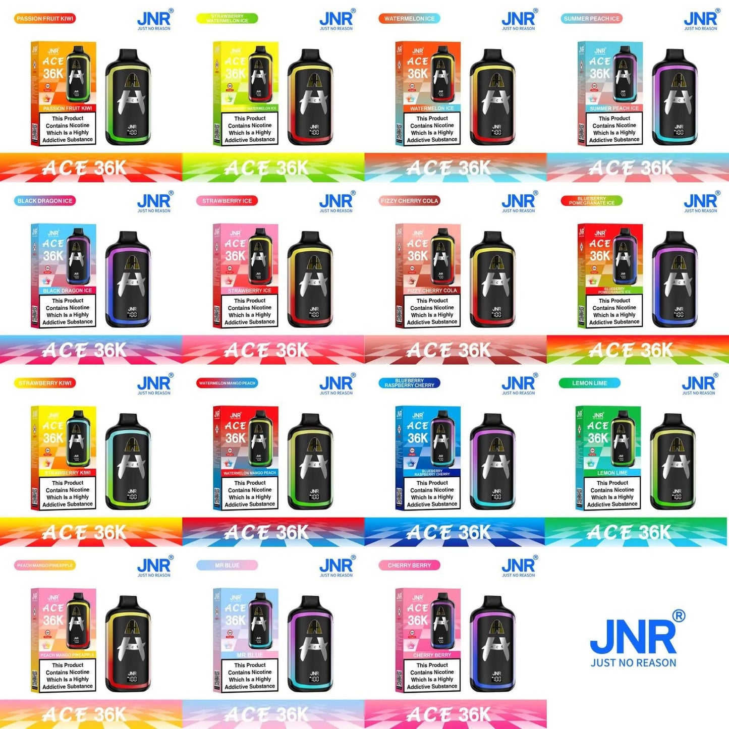 JNR Ace 36K Puffs Prefilled Vape Pod Kit | Box of 5