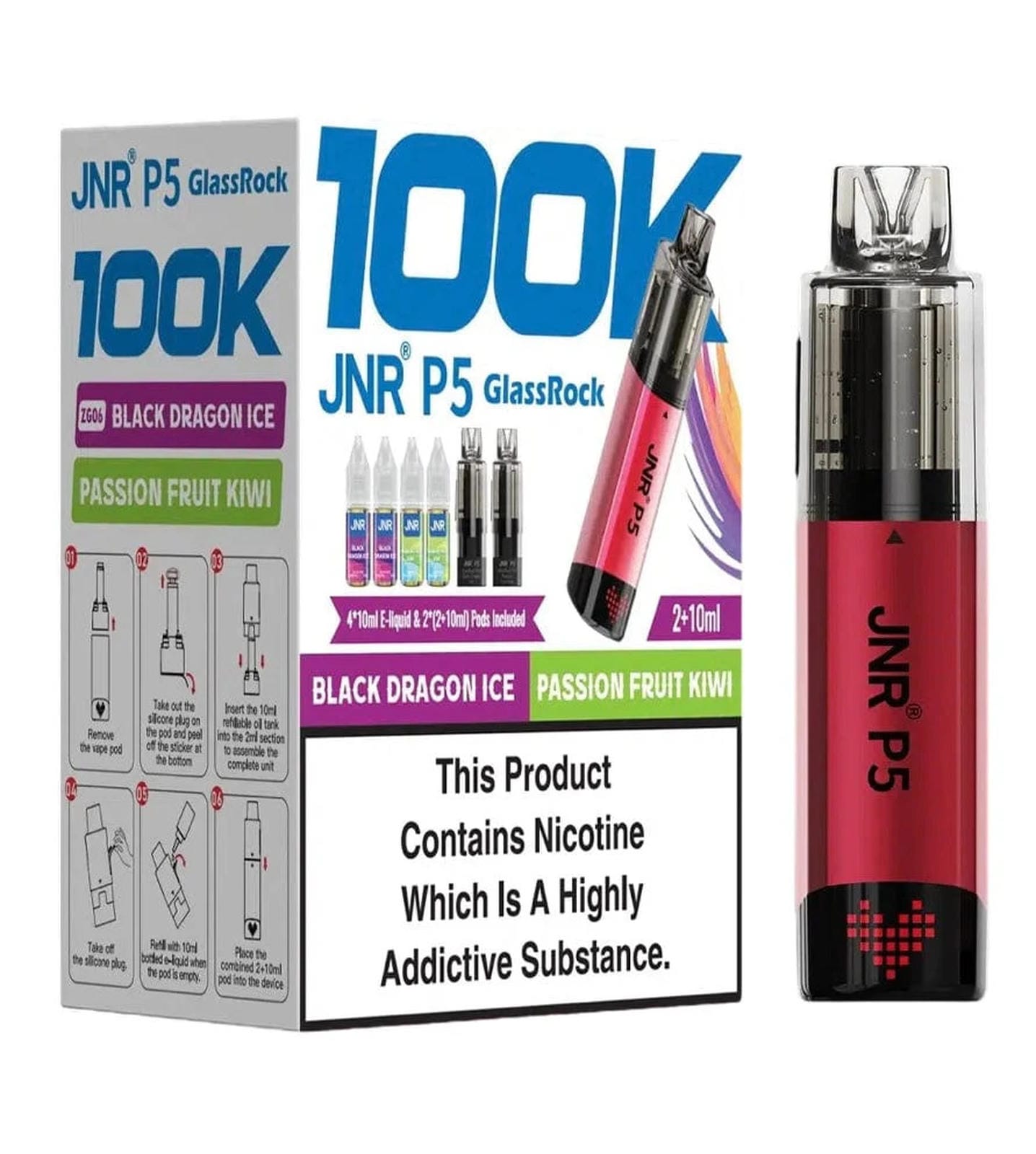 JNR P5 GlassRock 100k Refillable Pod Kit | Pack of 3