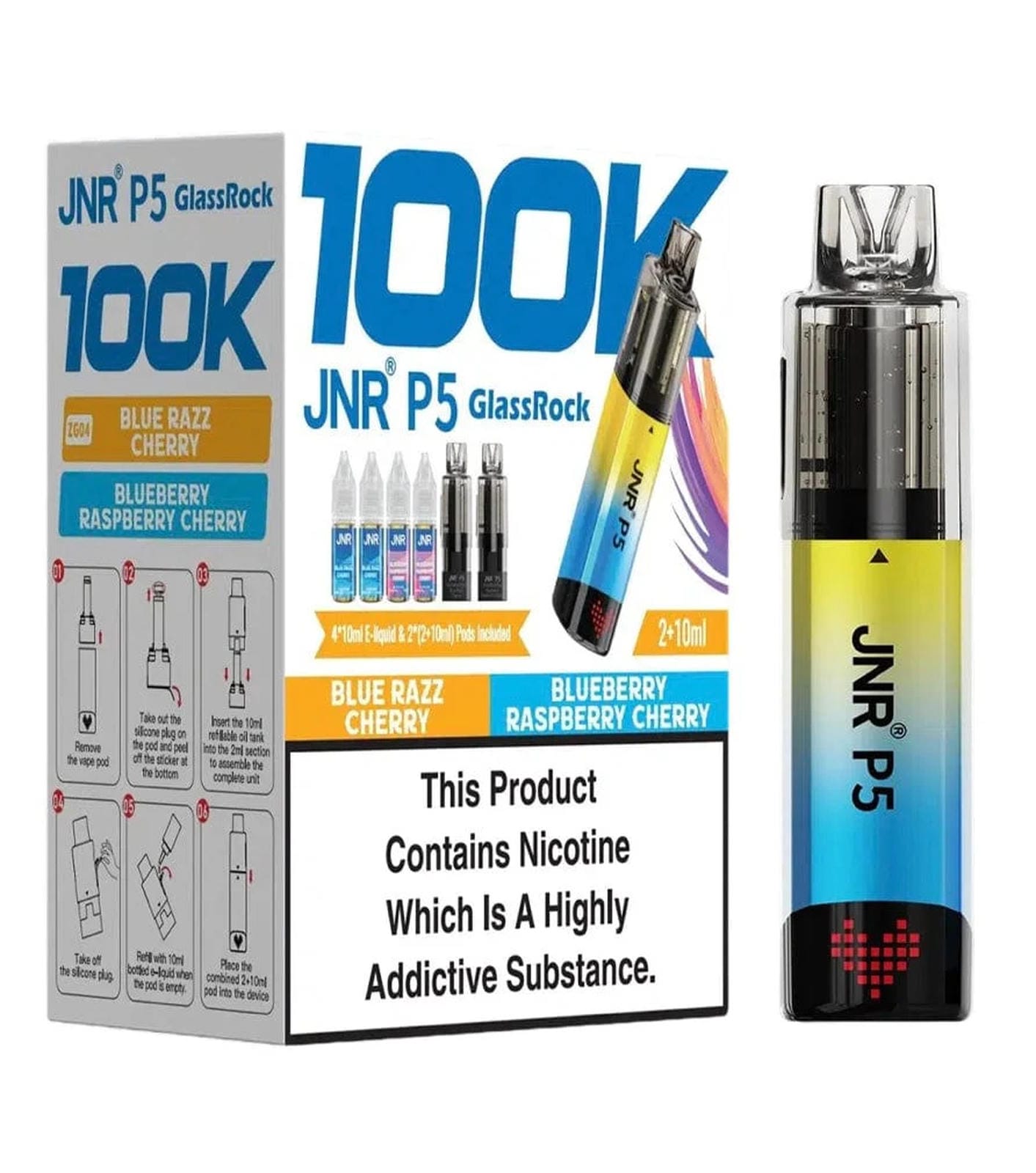 JNR P5 GlassRock 100k Refillable Pod Kit | Pack of 3