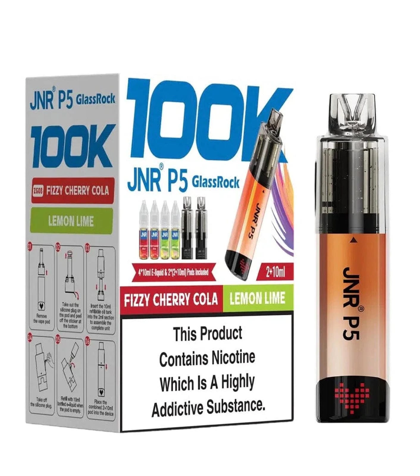 JNR P5 GlassRock 100k Refillable Pod Kit | Pack of 3