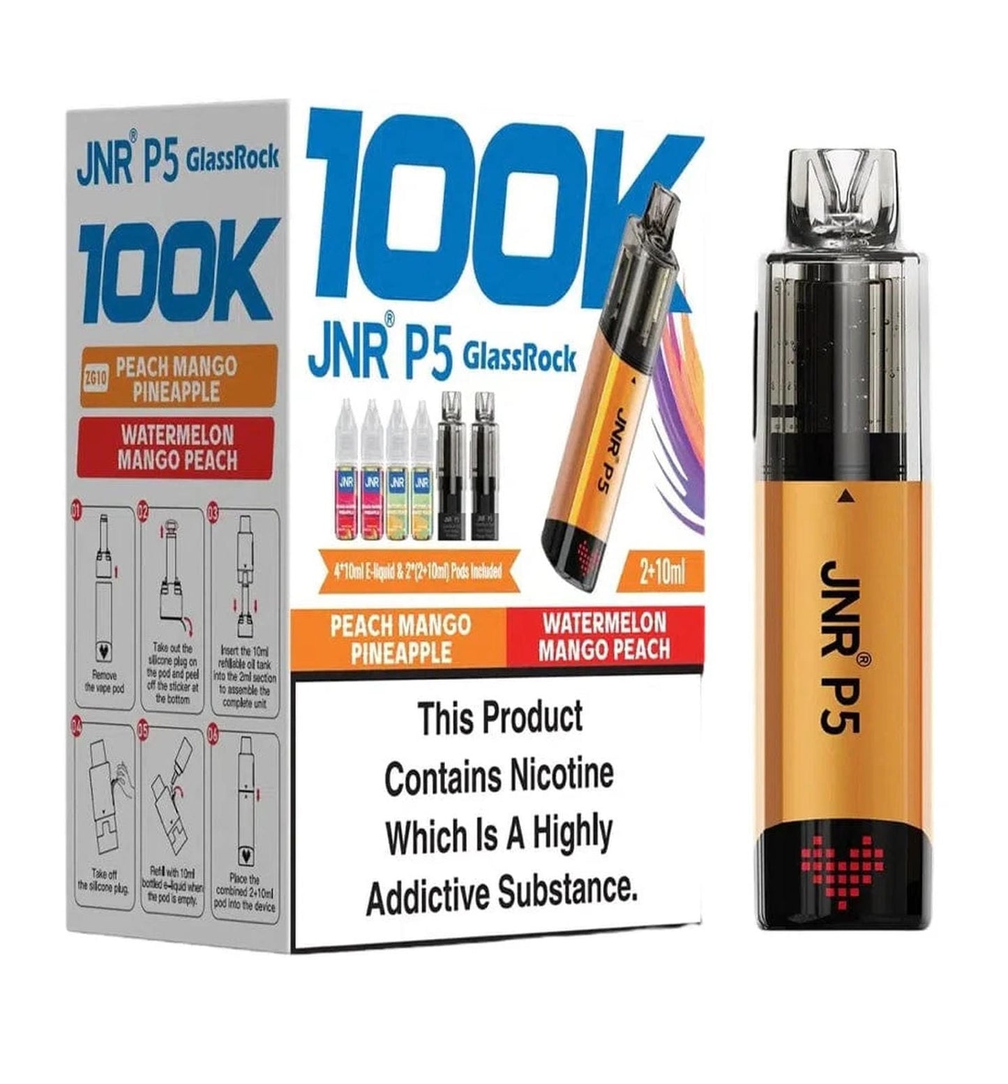 JNR P5 GlassRock 100k Refillable Pod Kit | Pack of 3