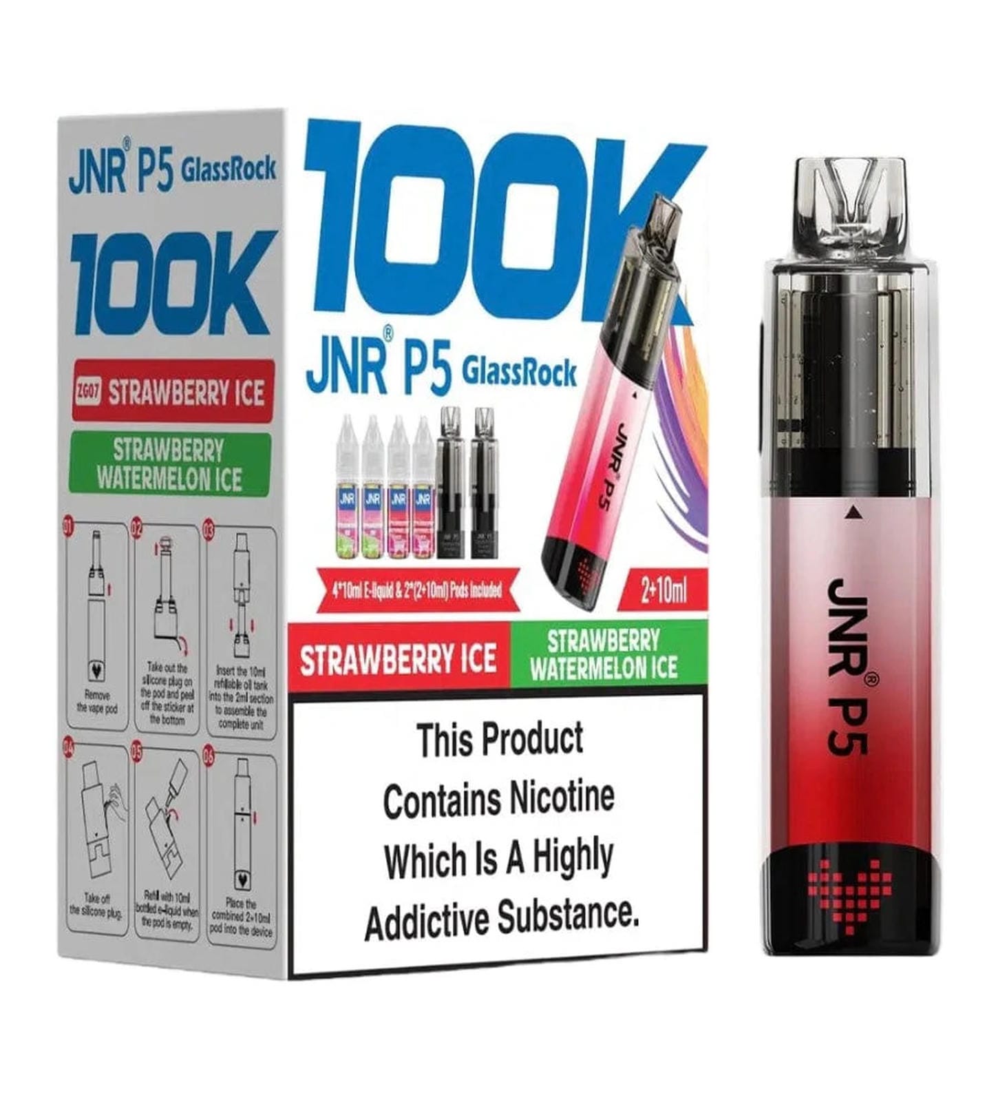 JNR P5 GlassRock 100k Refillable Pod Kit | Pack of 3