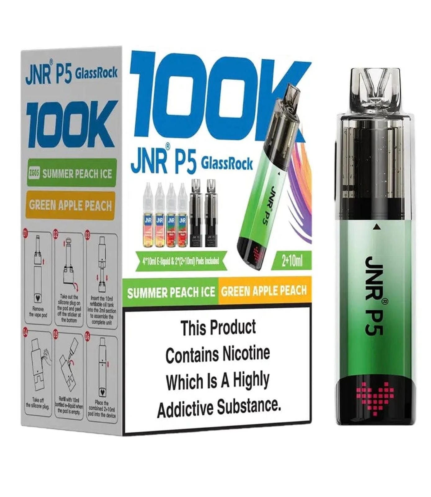 JNR P5 GlassRock 100k Refillable Pod Kit | Pack of 3