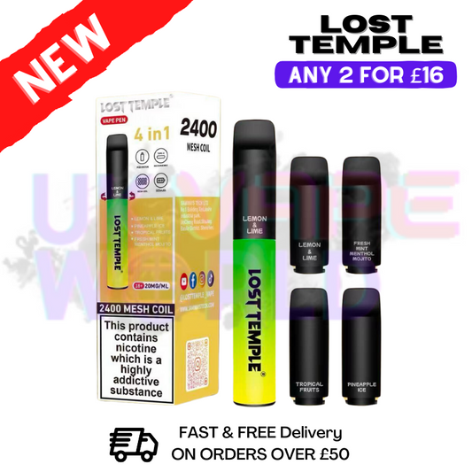 Lost Temple 2400 Puff Bar 4-in-1 Einweg-Vape-Pen-Set
