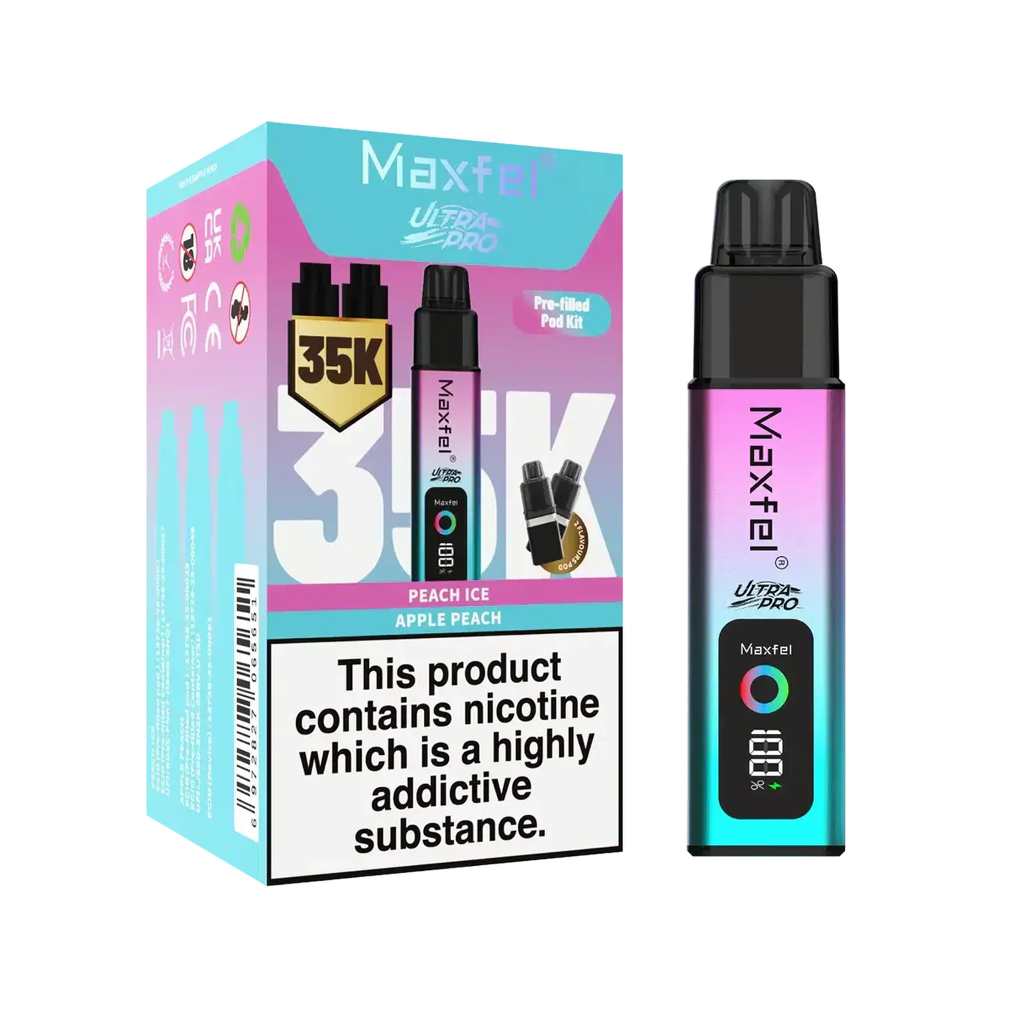 Maxfel Ultra Pro 35k Puffs Prefilled Pod Vape kit | Box of 5