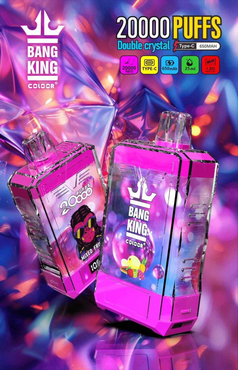 Bang King Box Double Crystal 20000 Puff 20k Display Screen Disposable Electronic Cigarette Vape-850mAh Battery. 40ml E-liquid. Multiple Nicotine 12 Flavors