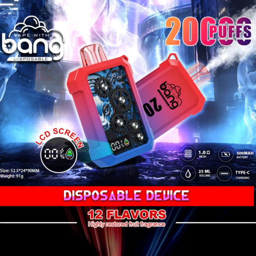 Bang Vape 20000Puffs Wholesale Electronic Cigarette Vape Bang King  20K Desechables Disposable Vape-500mAh Battery. 25ml E-liquid. Multiple Nicotine 12 Flavors