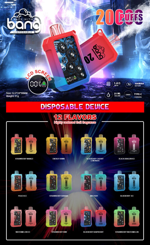 Bang Vape 20000 Züge Großhandel Elektronische Zigarette Vape Bang King 20K Einweg-Vape