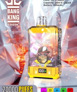 Bang King Box Double Crystal 20000 Puff 20k Display Screen Disposable Electronic Cigarette Vape-850mAh Battery. 40ml E-liquid. Multiple Nicotine 12 Flavors
