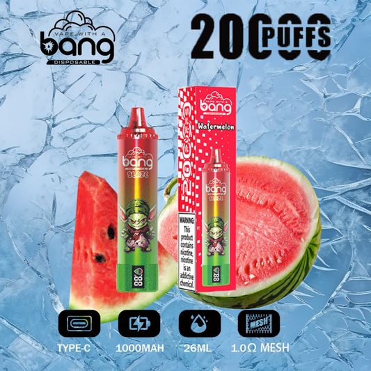 Bang King Double Crystal 20000 Puffs Vape 20K Disposable Vape Pen E Cigarette Prefilled-650mAh Battery. 25ml E-liquid. Multiple Nicotine 12 Flavors