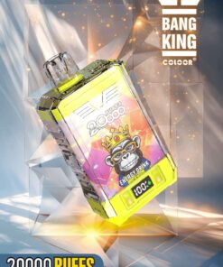 Bang King Box Double Crystal 20000 Puff 20k Display Screen Disposable Electronic Cigarette Vape-850mAh Battery. 40ml E-liquid. Multiple Nicotine 12 Flavors