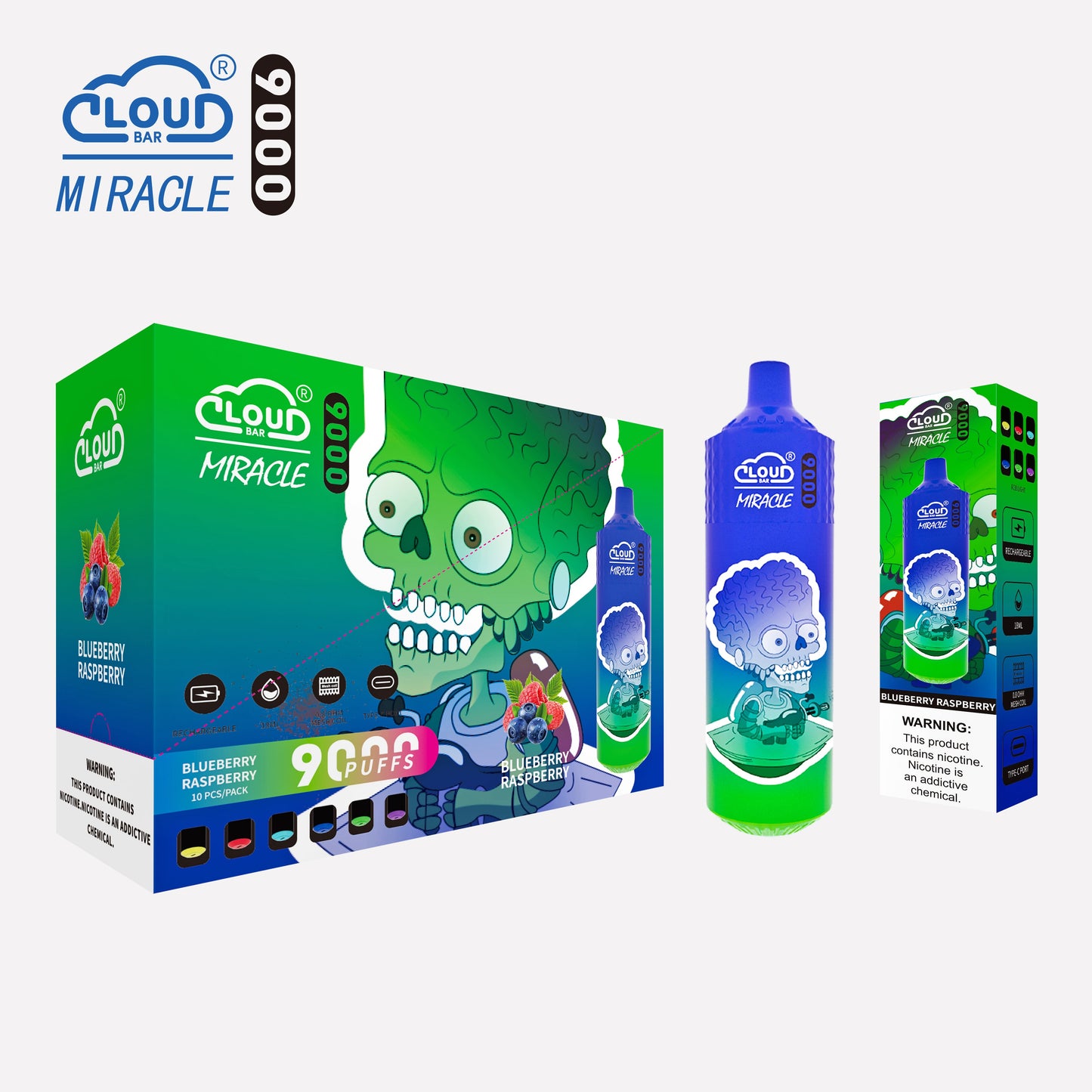 Cloud Bar 9000 Puffs  650mAh Mesh Coil 18ML  5% Rechargeable E Cigarettes Vapes Pen 18ml for Cigarettes Lovers 11 Flavors