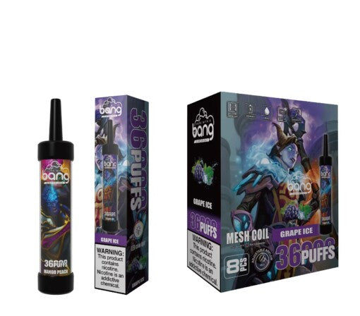 Bang 36000 Puffs Disposable Vape -650mAh Battery. 40ml E-liquid. Multiple Nicotine 12 Flavors