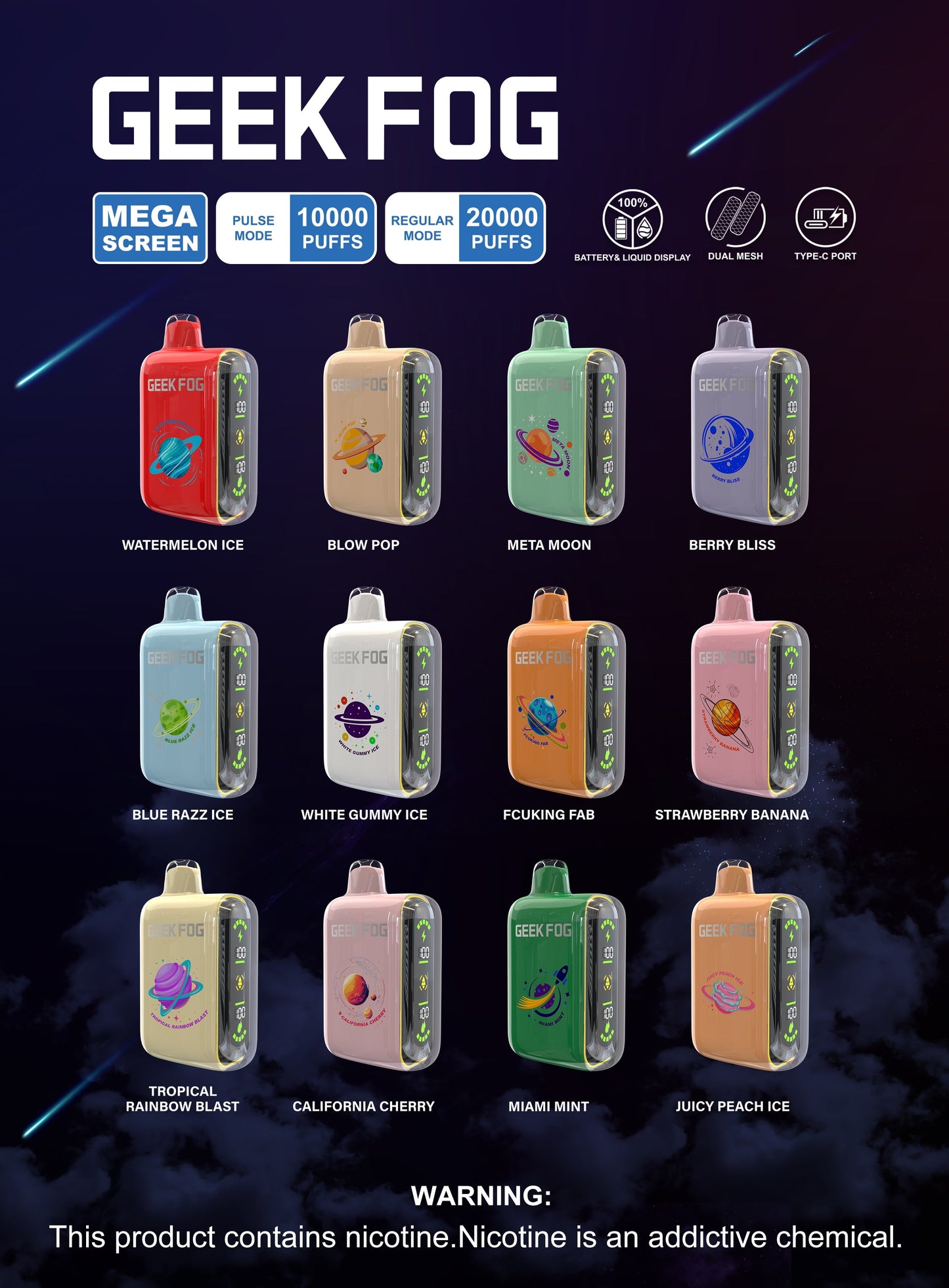 Geek Fog Pulse 20K Kit 25ml 25 ml 12 Flavors