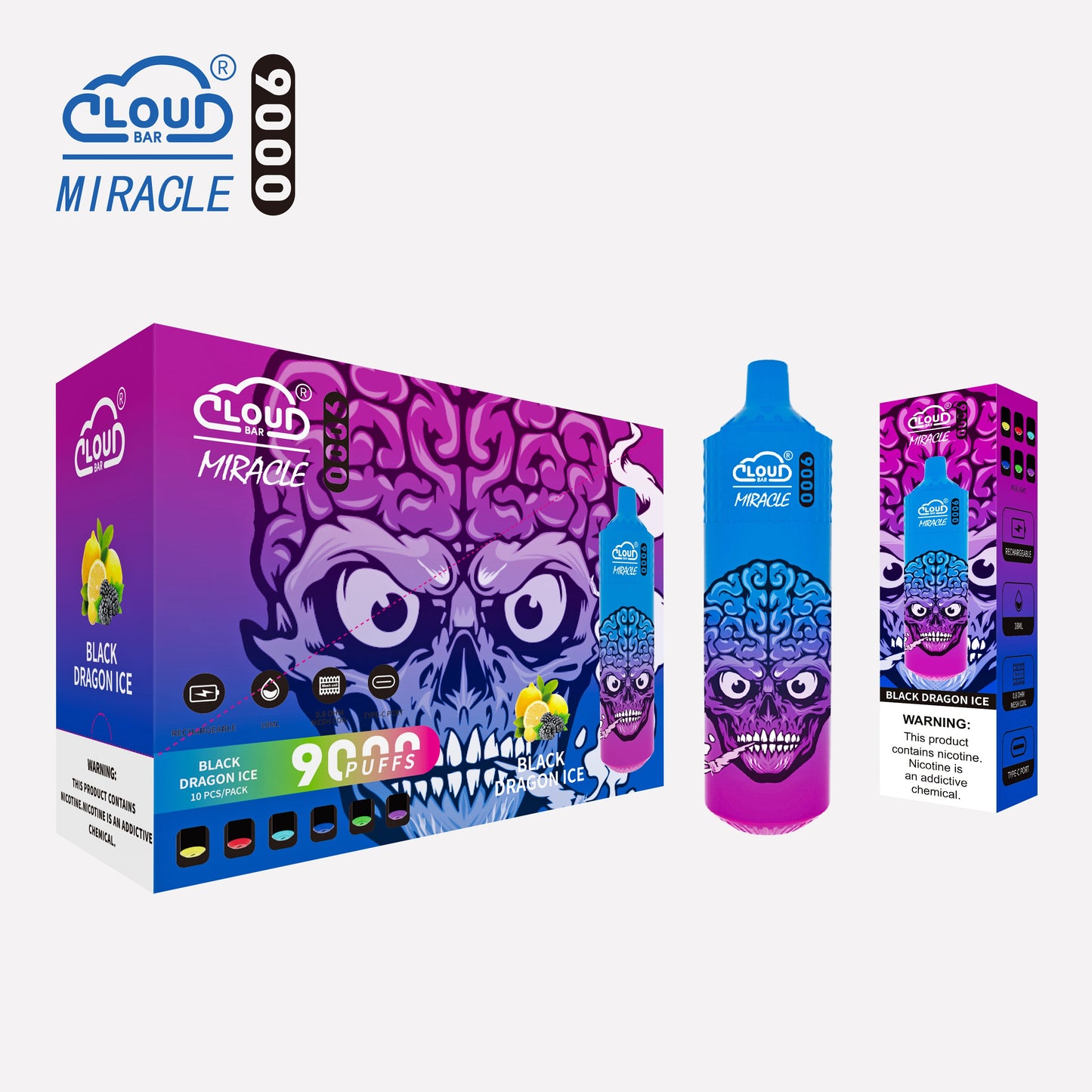 Cloud Bar 9000 Puffs  650mAh Mesh Coil 18ML  5% Rechargeable E Cigarettes Vapes Pen 18ml for Cigarettes Lovers 11 Flavors