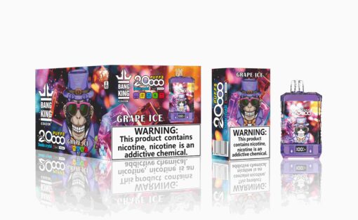 Bang King Box Double Crystal 20000 Puff 20k Display Screen Disposable Electronic Cigarette Vape-850mAh Battery. 40ml E-liquid. Multiple Nicotine 12 Flavors