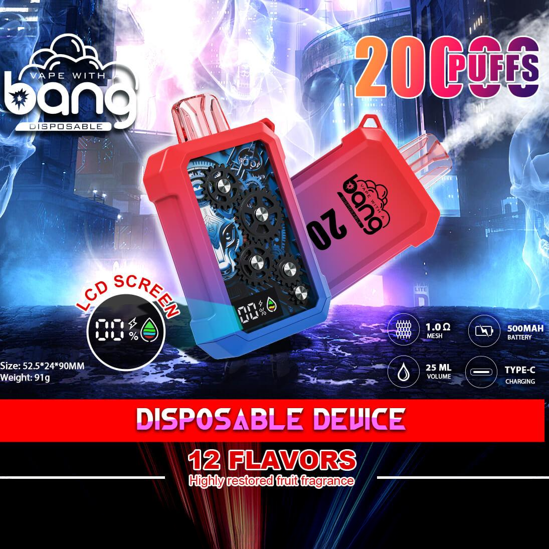 Bang Vape 20000Puffs Wholesale Electronic Cigarette Vape Bang King  20K Desechables Disposable Vape-500mAh Battery. 25ml E-liquid. Multiple Nicotine 12 Flavors