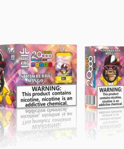 Bang King Box Double Crystal 20000 Puff 20k Display Screen Disposable Electronic Cigarette Vape-850mAh Battery. 40ml E-liquid. Multiple Nicotine 12 Flavors