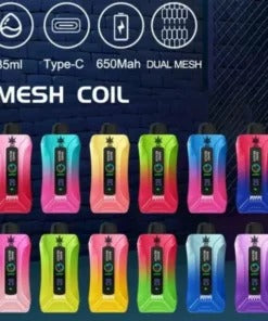 Bang King Double Crystal 20000 Puffs Vape 20K Disposable Vape Pen E Cigarette Prefilled-500mAh Battery. 25ml E-liquid. Multiple Nicotine 12 Flavors