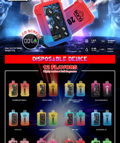 Bang King Box Double Crystal 20000 Puff 20k Display Screen Disposable Electronic Cigarette Vape-850mAh Battery. 40ml E-liquid. Multiple Nicotine 12 Flavors