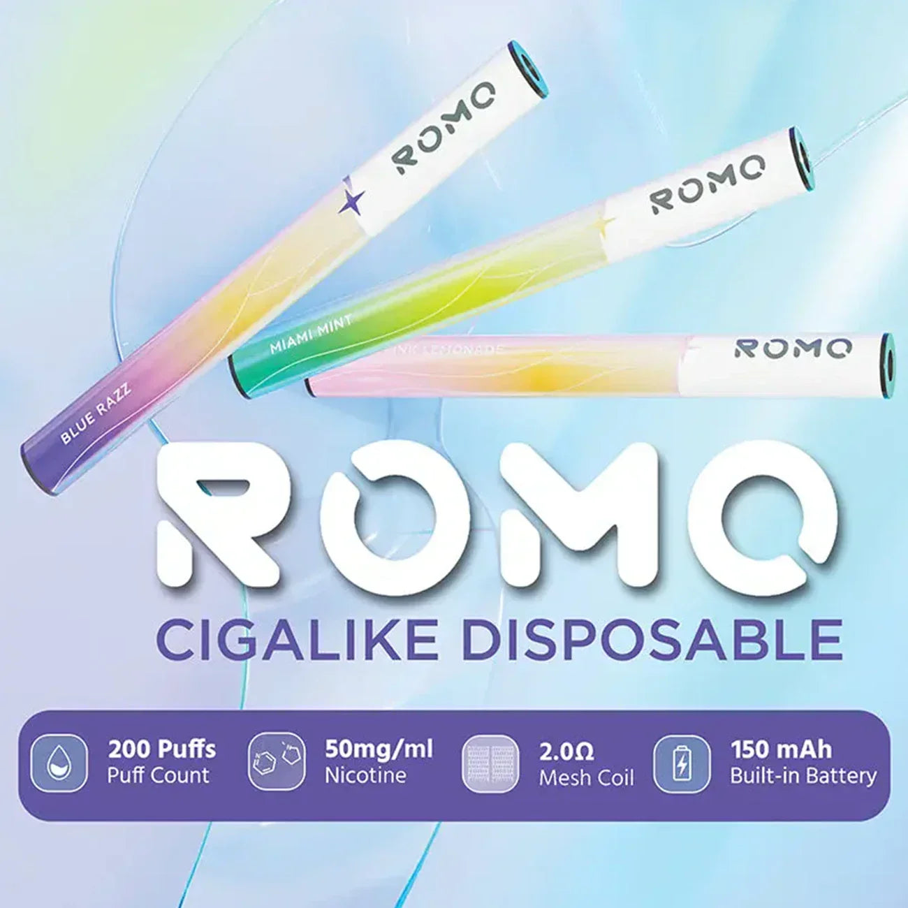 Romo Einweg-E-Zigarette für 200 Züge, 5er-Pack