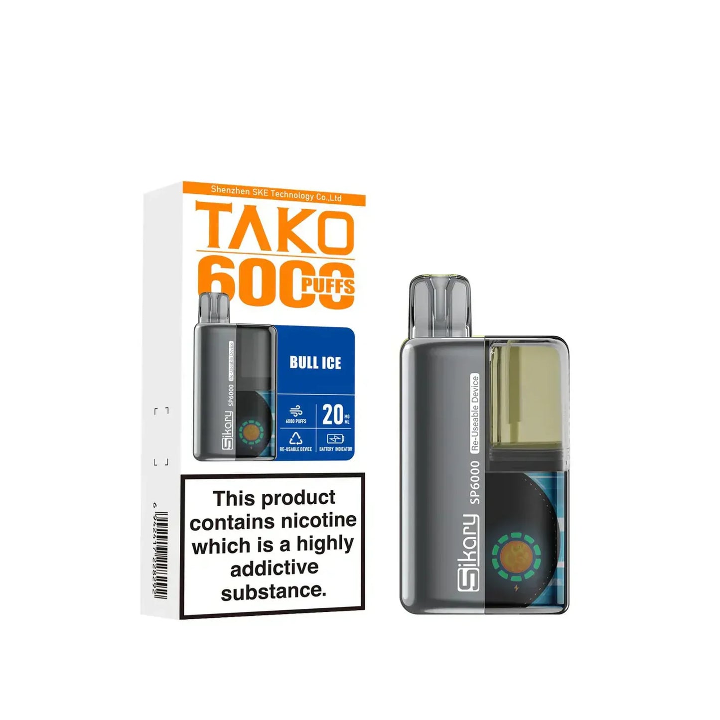 SKE Sikary TAKO SP6000 puffs Prefilled Pod Kit - Box Of 5