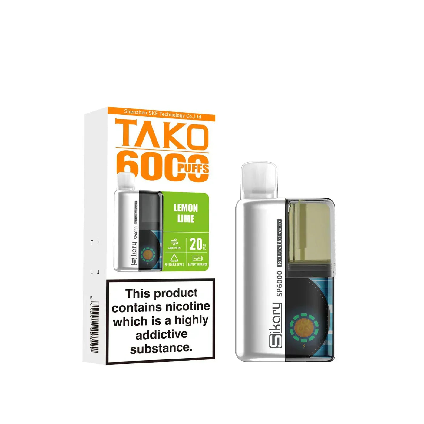SKE Sikary TAKO SP6000 puffs Prefilled Pod Kit - Box Of 5