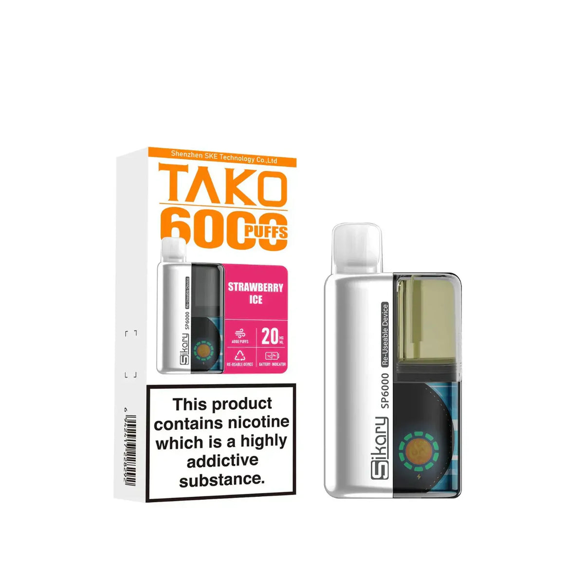 SKE Sikary TAKO SP6000 puffs Prefilled Pod Kit - Box Of 5