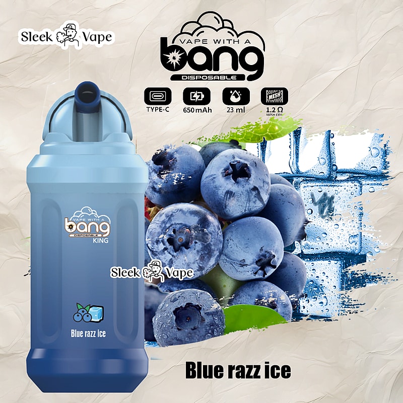 Bang King 12000 Puffs Disposable Vape(0% to 5% Nicotine)- 23ml E-Liquid. 850mAh Battery 20 Flavors
