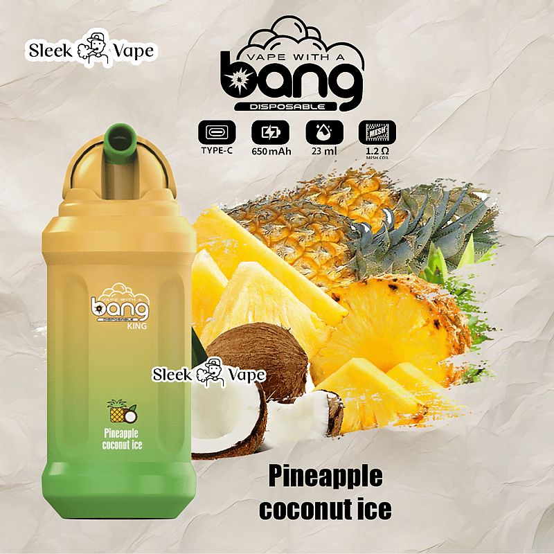 Bang King 12000 Puffs Disposable Vape(0% to 5% Nicotine)- 23ml E-Liquid. 850mAh Battery 20 Flavors