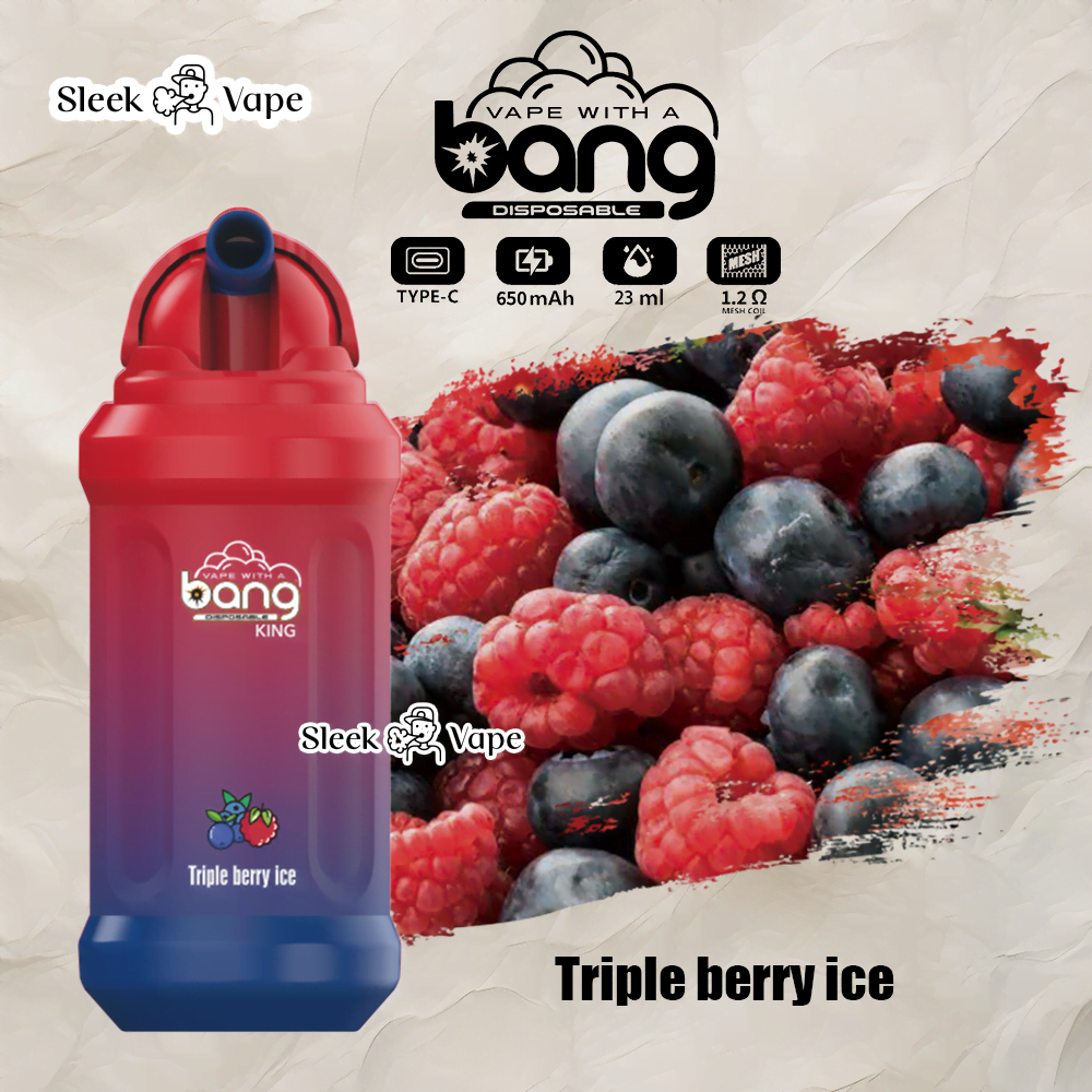 Bang King 12000 Puffs Disposable Vape(0% to 5% Nicotine)- 23ml E-Liquid. 850mAh Battery 20 Flavors