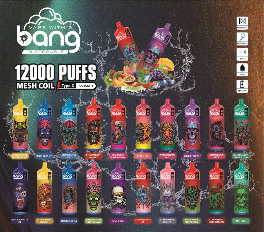 Bang disposable 12000 puff Disposable Vape 650 mAh  20 ML  20 Flavors