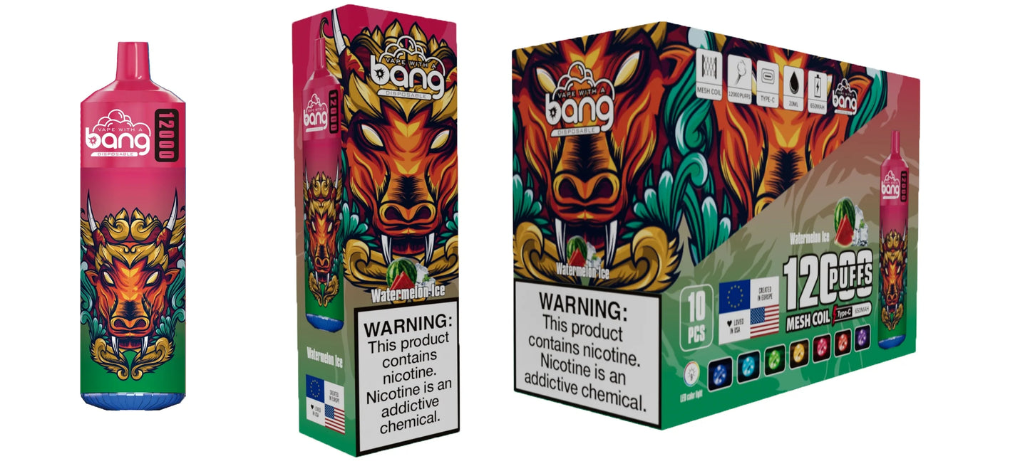 Bang disposable 12000 puff Disposable Vape 650 mAh  20 ML  20 Flavors
