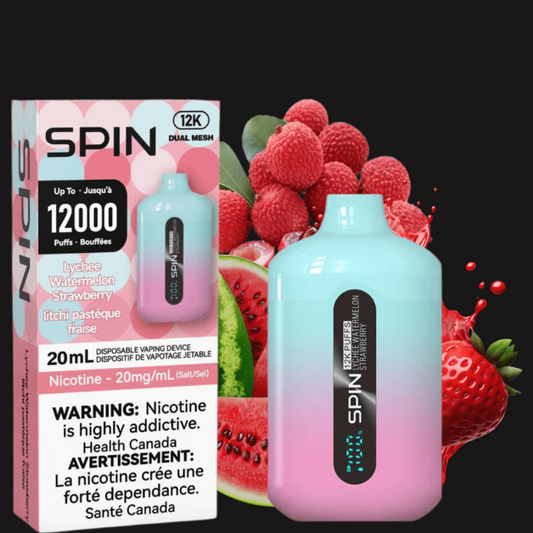 Spin Vape 12.000 Einweg-E-Zigarette – Litschi, Wassermelone, Erdbeere