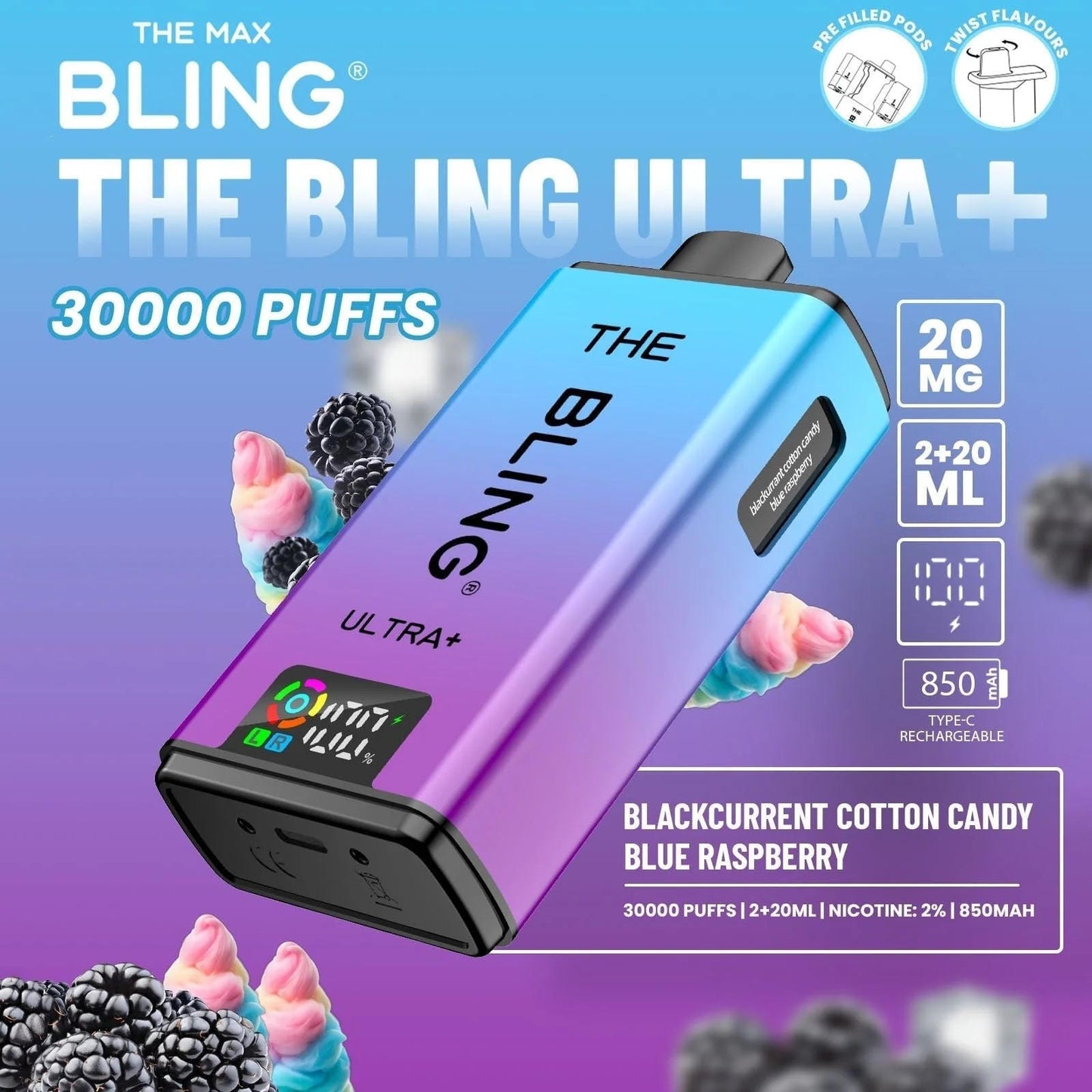 The Bling Ultra Plus 30k Prefilled Vape Pod Kit Box of 5